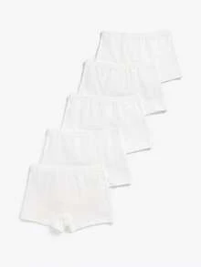 男童纯色平角内裤5条装 男童内裤 纯棉男童平角内裤 幼儿内裤 男童内裤 - 白色 - 查看 2