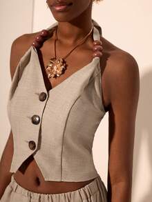 Zivah 女士日常两件套服装 - 卡其色 - 查看 4