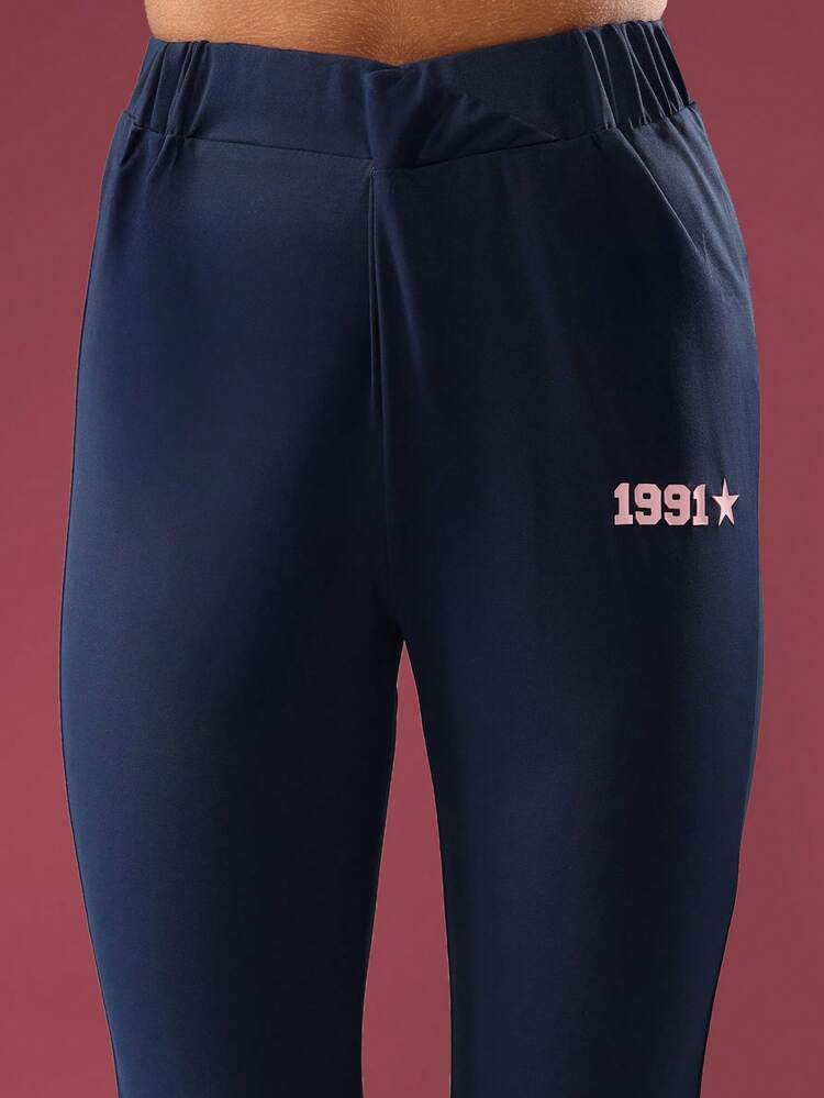 Retro 1991 Star Detail Crop Top And Flare Pants Set