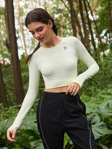 In My Nature 女式字母印花插肩袖短款修身户外 T 恤修身衬衫 - 薄荷綠 - 查看 1