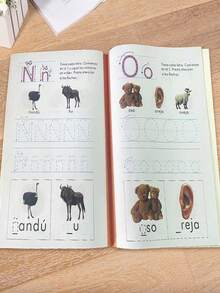 SHEIN Libro de trazado de 32 páginas para niños Lachilly, cuaderno de ejercicios de alfabeto español, libro de práctica de escritura ABC, libro de actividades interactivo de aprendizaje temprano para preescolar - Multicolor - Ver 8