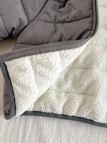 Loomiva 男婴连帽长袖夹克外套，秋冬季保暖加厚内衬 - 灰色 - 查看 4