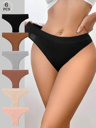 Snug Zone 6 st/set sömlösa flerfärgade bekväma bikinitrosor för kvinnor