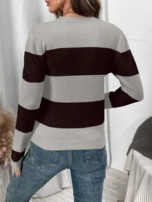 EMERY ROSE 时尚优雅高端毛衣，女士长袖宽松针织套头衫，秋冬 - 彩色 - 查看 2