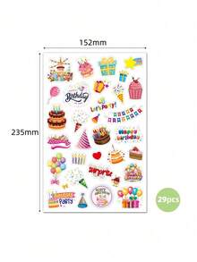 Zazumi 1 Miếng Dán Sinh Nhật Hình Ba Chiều Lớn, Tờ Đơn, Lấp Lánh Laser, Trang Trí Bánh Kem Tiệc Sinh Nhật, Dùng Cho Máy Tính Xấu, Bình Nước, Gói Quà, Vật Dụng Tổ Chức Lễ Kỷ Niệm - Nhiều màu - Xem 7