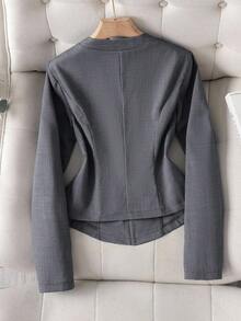 Franclia 女士优雅通勤V领短款长袖外套，适合秋季、冬季等各种场合，优雅时尚，休闲通勤、商务办公、日常休闲百搭，尽显气质，都市教师职业装。