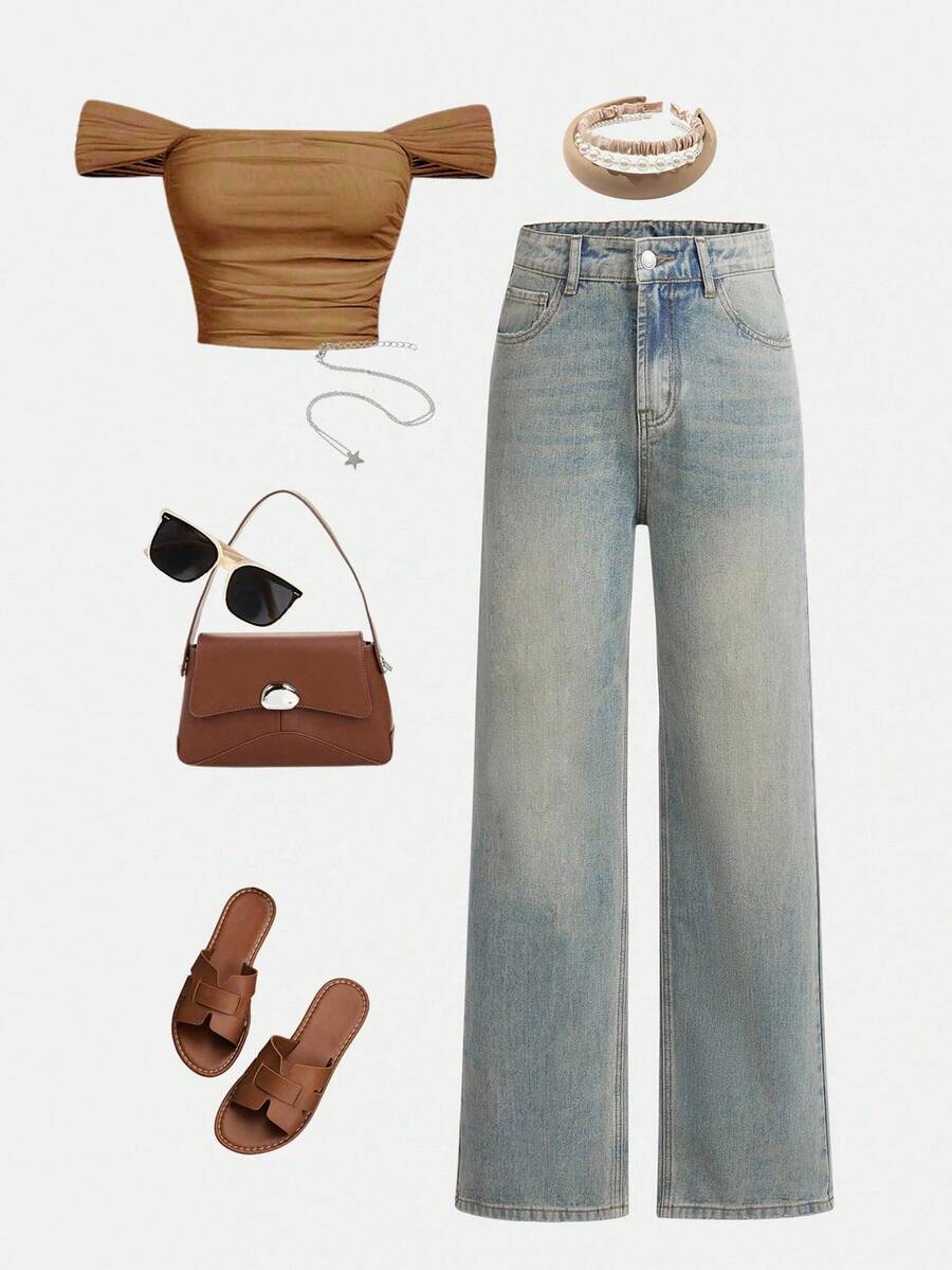 Adolescent Fille Jean Droit À Poche