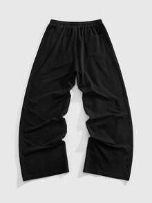 ROMWE MEN Goth Men's Dark Face & Spider Web Print Sweatpants Halloween - Black - View 2