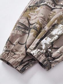 SHEIN Explorewe 少女休闲宽松印花牛仔裤，抽绳腰带，休闲度假风下装 - 米色 - 查看 5