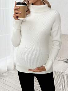 SHEIN 秋季服装，秋季服装，孕妇装秋冬服装孕妇休闲百搭纯色高领毛衣，秋冬孕妇毛衣白色孕妇毛衣高领孕妇毛衣孕妇装冬季孕妇装冬季孕妇装孕妇装秋冬 - 白色 - 查看 7