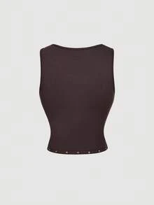 SHEIN MOD Bộ đồ hai mảnh gồm áo vest cổ đính đinh tán màu nâu và chân váy dài dành cho nữ phong cách cổ điển thập niên 70 – Phong cách Hippie cổ điển, trang phục ngày lễ, Bohemian, Y2K, phương Tây và du mục - màu nâu - Xem 6