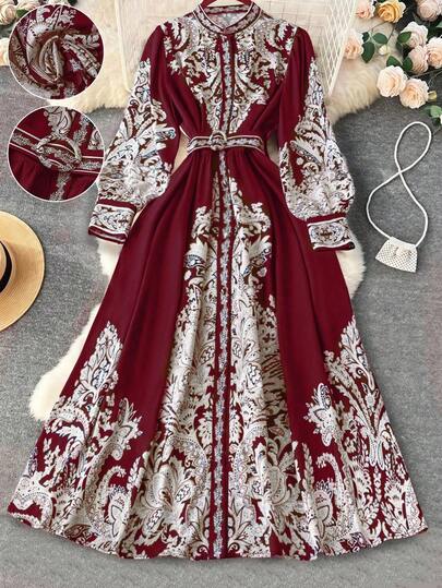 DreamSkyne Robe trapèze élégante et romantique à manches lanternes ouvertes pour femmes grandes tailles