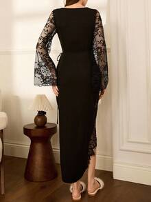 Elegant Mature Sexy French Lace Robe For Women, Fall - Black - View 2