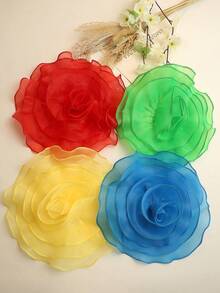 Extra Large Plain Organza Multi-Layer Ruffled Fabric Flower, Simple Design For DIY Clothing, Wedding Dress, Garment Accessories - Multicolor - View 7