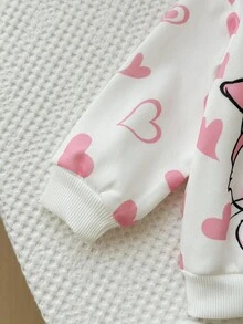 SHEIN 2pcs Baby Girl Autumn/Winter Cute Cartoon Cat Heart Pattern Hoodie Sweatshirt And Elastic Waist Pants Set Baby Girl Cat Clothes Baby Girl Clothes Set  Baby Girl Heart Print Clothes Toddler Girl Clothes Set Baby Girl Hooded Sweatshirt Set Autumn Clothes Winterclothes For Baby Fall Outfits Baby Hoodie - Multicolor - View 5