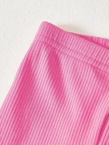 Cozy Pixies 2 件装女婴花卉印花圆领插肩运动衫和紧身裤套装 - 玫紅色 - 查看 7