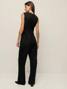 Nöista Women's Elegant Solid Color Sleeveless Jumpsuit For Commuting - Black - View 3