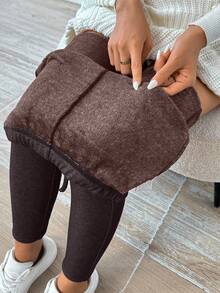Chiquease Women's Casual High Waist Thermal Lined Leggings, Autumn/Winter - Chocolate Brown - View 5