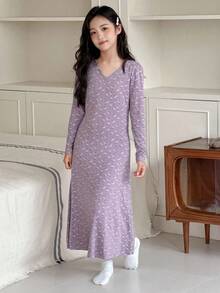 DAZY Tween Girls' Casual Home Clothes Pajamas, Autumn - Purple - View 5