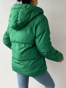 EURMUSE Abrigo Acolchado Con Capucha Para Mujer - Verde - Ver 2