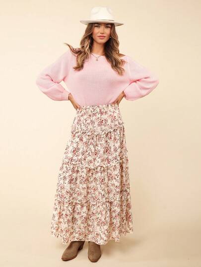 Coeurva Women's Ditsy Floral Skirt For Holiday