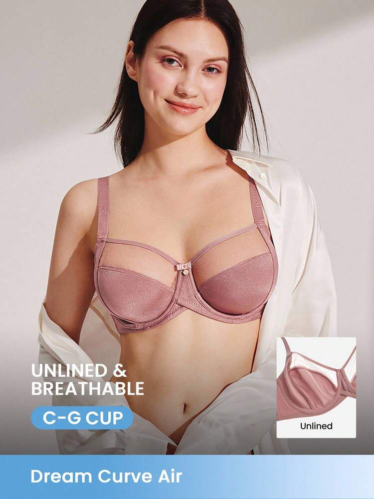Unlined Full Coverage Side Support Mesh Bra