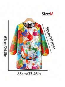 SHEIN 1pc Waterproof & Stain-Resistant Long Sleeve Art Smock Apron Unisex Reversible Painting Smock For Kids & Adults With Unique Abstract Print Full Arm Protection For Acrylics, Clay, Cooking Artist, Pottery Studio, Preschool Classroom Essential Splatter-Proof Wearable Canvas (S-XL, Wipe Clean, Random Design)