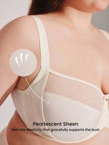LUVLETTE Áo ngực không lót, che phủ toàn bộ, hỗ trợ bên hông, lưới trắng, mỏng nhẹ, thoải mái, thoáng mát, giảm thiểu kích thước - Màu be - Xem 4