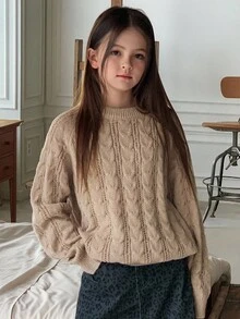 DAZY 青少年女孩日常休闲毛衣，秋季 - 卡其色 - 查看 5