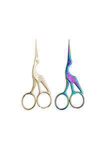 Juego de tijeras con forma de grúa de tamaño grande (12,8 cm) y pequeño (10,3 cm), tijeras vintage para manualidades, tijeras para tela, tijeras para bordado, tijeras para punto de cruz, tijeras de oficina para papel, tijeras para cejas puntiagudas, tijeras pequeñas multiusos - Multicolor - Ver 24