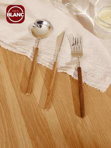 Madebyblanc 1件北欧风格304镜面西式餐具，304不锈钢牛排刀叉，便当饭勺