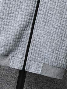 SHEIN Tween Boy 休闲百搭纹理格子棒球夹克，适合通勤、上学、日常休闲装、运动、秋冬 - 灰色 - 查看 8