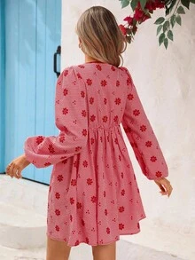 Vivid Eden Women's Casual Plaid Floral Embroidery Mini Dress For Vacation