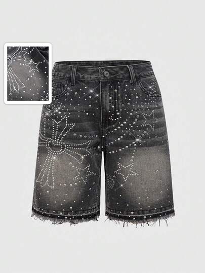 Grunge Punk Y2K Rhinestone Cross Couple Matching Jeans
