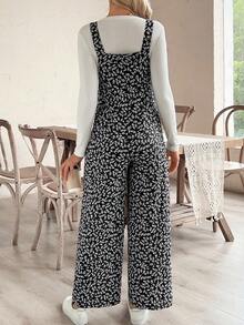 SHEIN Women's Casual Printed Pocket Wide Leg Maternity Jumpsuit