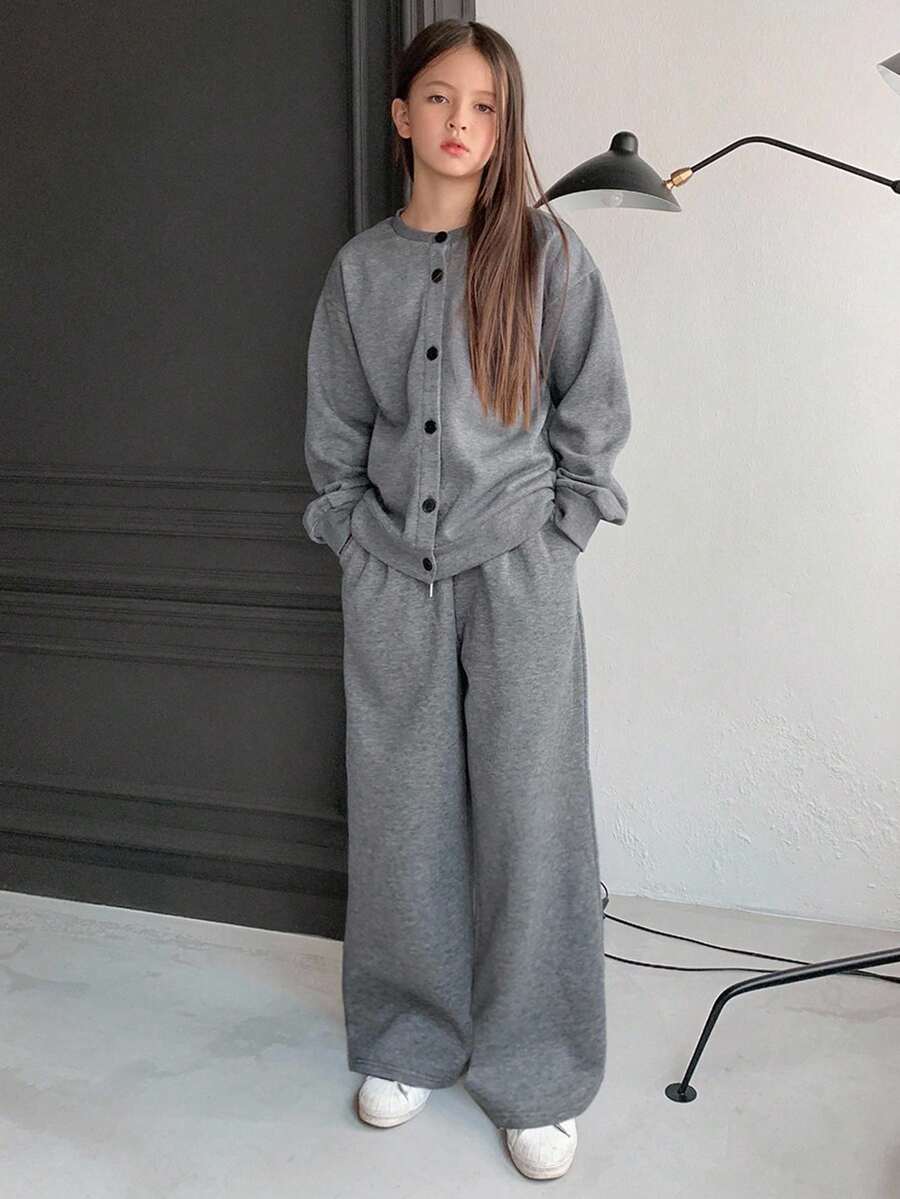 DAZY 秋冬款女童针织羊毛家居服 - 灰色 - 查看 1