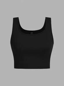 SHEIN EZwear 3 件套黑色、白色、灰色短款休闲修身圆领背心，适合夏季穿着 - 彩色 - 查看 4