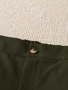 GlowEve CURVE Plus Size Casual Solid Color Slant Pocket Simple Shorts, Summer - Army Green - View 3