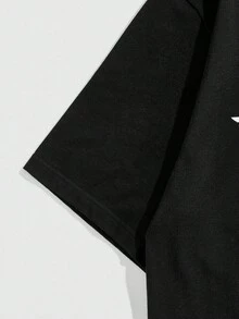 ROMWE MEN Men's Summer Fashion Dark Anime Print T-Shirt - Black - View 4