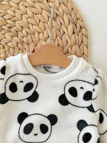 Set pigiama neonato bambina con stampa carina di panda, maniche lunghe, abbigliamento casual per autunno/inverno - Grigio - Visualizzare 10