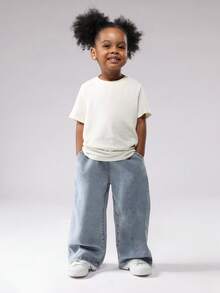 SUMWON Regular Classic Crewneck T-Shirt Kids Short Sleeve Essential Basic Cotton Tee Casual School Daily Wear Lightweight Breathable Summer Spring Fall - Yellow - View 5