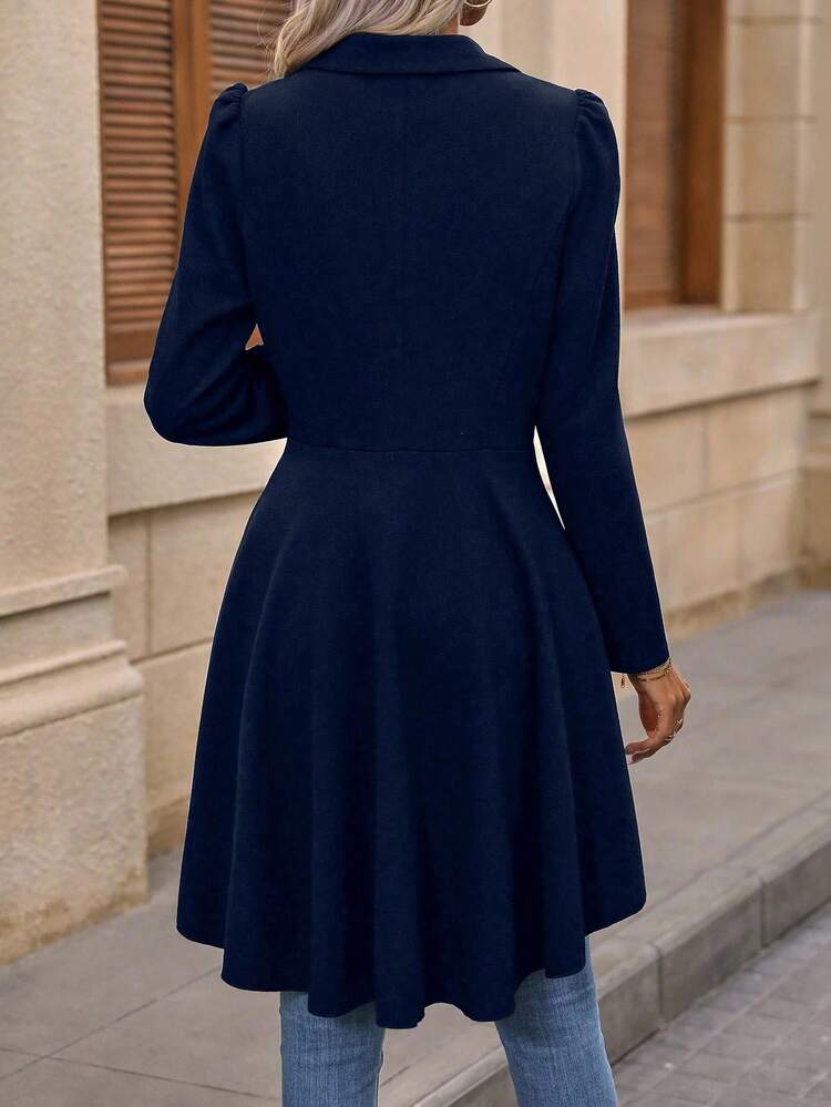 EMERY ROSE Damen Einfarbiger Minimalistischer Langarm Blazer - marineblau - Übersicht 2