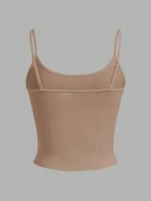 SHEIN EZwear 4pcs Women's Black, Brown, Khaki, Apricot Tight Fitted Cropped Casual Tank Tops, Suitable For Summer - Multicolor - View 6