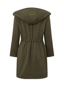 EMERY ROSE Plus Size Women's Reversible Hooded Trench Coat, Autumn/Winter Fall Cloth For Women