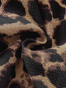 Mono casual de ajuste holgado con estampado de leopardo y tirantes para niña - Marrón - Ver 3