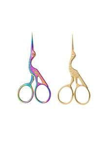 Juego de tijeras con forma de grúa de tamaño grande (12,8 cm) y pequeño (10,3 cm), tijeras vintage para manualidades, tijeras para tela, tijeras para bordado, tijeras para punto de cruz, tijeras de oficina para papel, tijeras para cejas puntiagudas, tijeras pequeñas multiusos - Multicolor - Ver 30