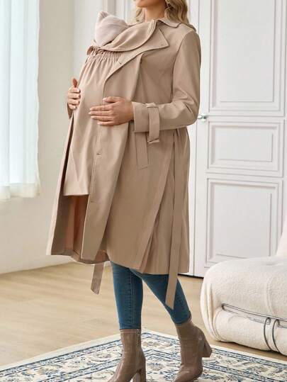 SHEIN Umstandsjacke im Lässig-Stil, 3-in-1, einfarbig, für Frühling/Herbst