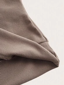 SHEIN Unity 女士两件套服装 V 领长袖上衣修身迷你裙套装秋冬秋季圣诞节 - 駝色 - 查看 10