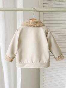 SHEIN Playful Pals Baby Boys' Thermal Lined Long Sleeve Jacket Fall Winter - Apricot - View 2