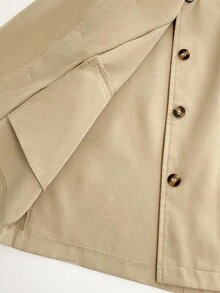 Elamini Women's Casual Chic Utility Jacket With Turndown Collar Fall Winter Cloth For Women - Khaki - View 7